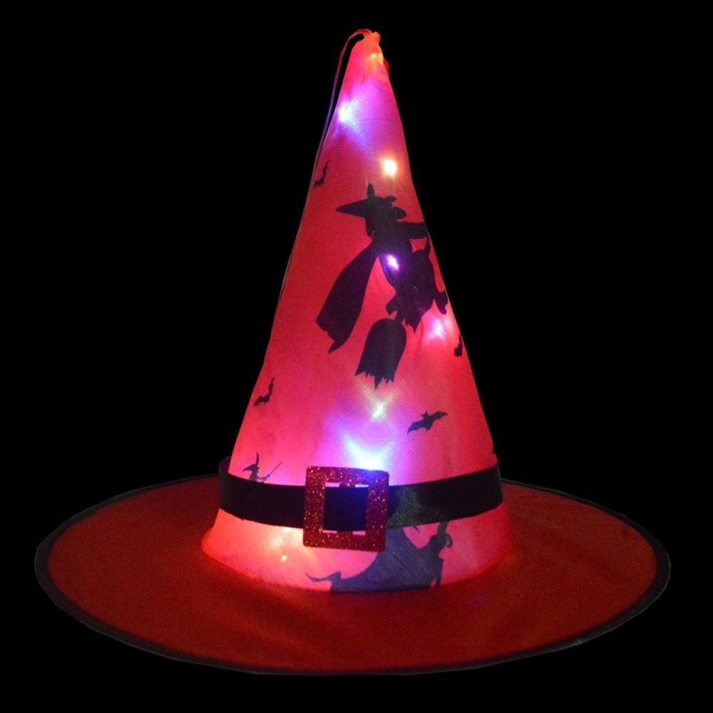 Halloween LED Lighted Witch Hats Hanging Decoration Hat Set, Glowing