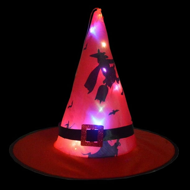 Halloween LED Lighted Witch Hats Hanging Decoration Hat Set, Glowing