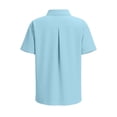 thumbnail image 3 of Women's Cotton Linen Shirt Button Down Rolled Short Sleeve Dressy Casual Blouses Loose Fit Summer Beach Tops (2XL, Sky Blue), 3 of 7