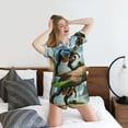 thumbnail image 5 of Honeii Lake Forest Dinosaur A for Women's Summer Pajama Set featuring Soft Short Sleeve Shirt & Matching Bottoms with Convenient Pockets for Relaxed Home Wear-XX-Large, 5 of 6