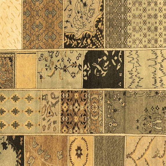 Ahgly Company Indoor Square Patchwork Brown Transitional Area Rugs, 7' Square
