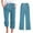 Blue, variant on TAGOLD Womens Summer Pants,Capris Pants For Women Casual Summer Cotton Linen 3/4 Pants Wide Leg Capris Lightweight Baggy Cropped Lounge Trousers