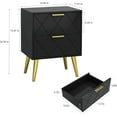thumbnail image 3 of Nightstand with 2 Drawers, Black Bedside Table, Side Table with Gold Legs, Modern Style Night Stand End Table Drawer Dresser for Living Room Bedroom MLBZ09BU, 3 of 14