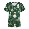 thumbnail image 5 of Women's Christmas Scrub Medical Working Uniform Tops for Women Cute Snowman Printed Scrub Shirts with Pockets, XXL, 5 of 5