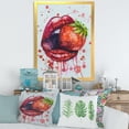 thumbnail image 3 of Designart 'Red Girl Lips Eating A Strawberry' Modern Framed Art Print, 3 of 4