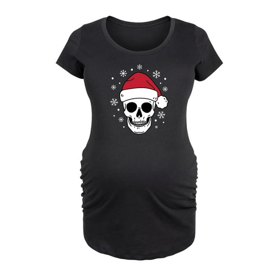 Bloom Maternity - Skull With Santa Hat - Maternity Scoop Neck T-Shirt