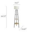 thumbnail image 3 of Simple Designs 62.5" Tall Modern Tripod 3 Tier Shelf Floor Lamp - Light Wood, 3 of 5