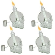 Sunnydaze Grinning Skull Clear Outdoor Tabletop Torch Set (4 Count)