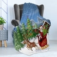 thumbnail image 4 of Christmas Soft Flannel Fleece Throw Blanket, Country Landscape at Night Trees Santa Claus Snowdrift Reindeers Mountains, Cozy Plush for Indoor and Outdoor Use, 70" x 90", Multicolor, by Ambesonne, 4 of 5