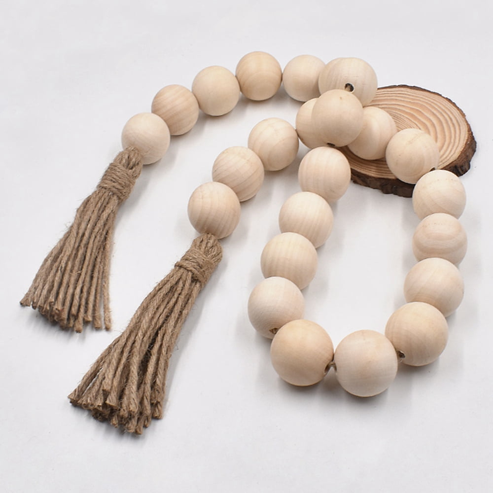  RUIRUICO Extra Large Chunky Wood Bead Garland with 1.6  Diameter Wooden Beads, 67 Long Wooden Beads Garland with Tassels, Decorative  Beads for Boho, Farmhouse Decor : Home & Kitchen