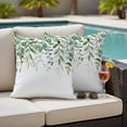 thumbnail image 2 of Outdoor Pillow Covers 16x16 Set of 2, Green Leaves Waterproof Patio Throw Pillow Covers for Couch Sofa Chair, Summer Botanical Decorative Pillowcases for Throw Pillows, 2 of 9