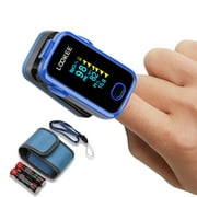 LOOKEE Premium Fingertip Pulse Oximeter Finger Blood Oxygen Saturation Monitor with Alarm and Plethysmograph and Perfusion Index | SpO2 Tracker | Carry Case, Batteries Included