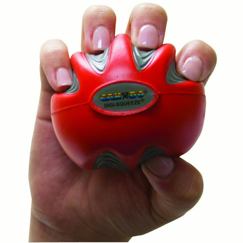 CanDo DigiSqueeze Hand Exerciser, Medium, Red, Light