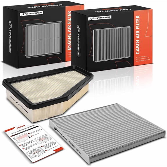 A-Premium 2-PC Engine & Cabin Air Filter with Activated Carbon Compatible with Jeep KL Series Cherokee 2019 2020 2021 2.4L 3.2L