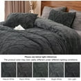 thumbnail image 5 of Warm Sherpa Fleece Queen Comforter Set, 3D Tufted Fluffy Dark Grey Bedding for Winter, Soft 3 Pieces Shaggy Bed Set, 1 Comforter (90"x90") and 2 Pillowcases (20"x26"), 5 of 13