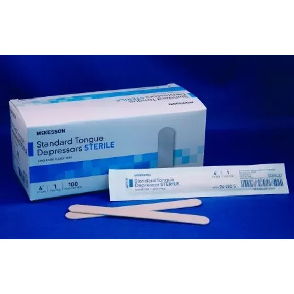 Mckesson Tongue Depressor, 6 Inch Length, Wood, 17.5 Mm Wide Blade, Box Of 100