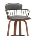 thumbnail image 4 of Willow 25.5" Swivel Walnut Wood Counter Stool in Gray Faux Leather with Golden Bronze Metal, 4 of 10