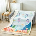 thumbnail image 2 of Mermaid Fleece Blanket Mermaid Throw Blanket, Ocean Life Pattern Fuzzy Blanket Girly Fish Sea Animal Plush Bed Blanket Kawaii Room Decor, 2 of 6