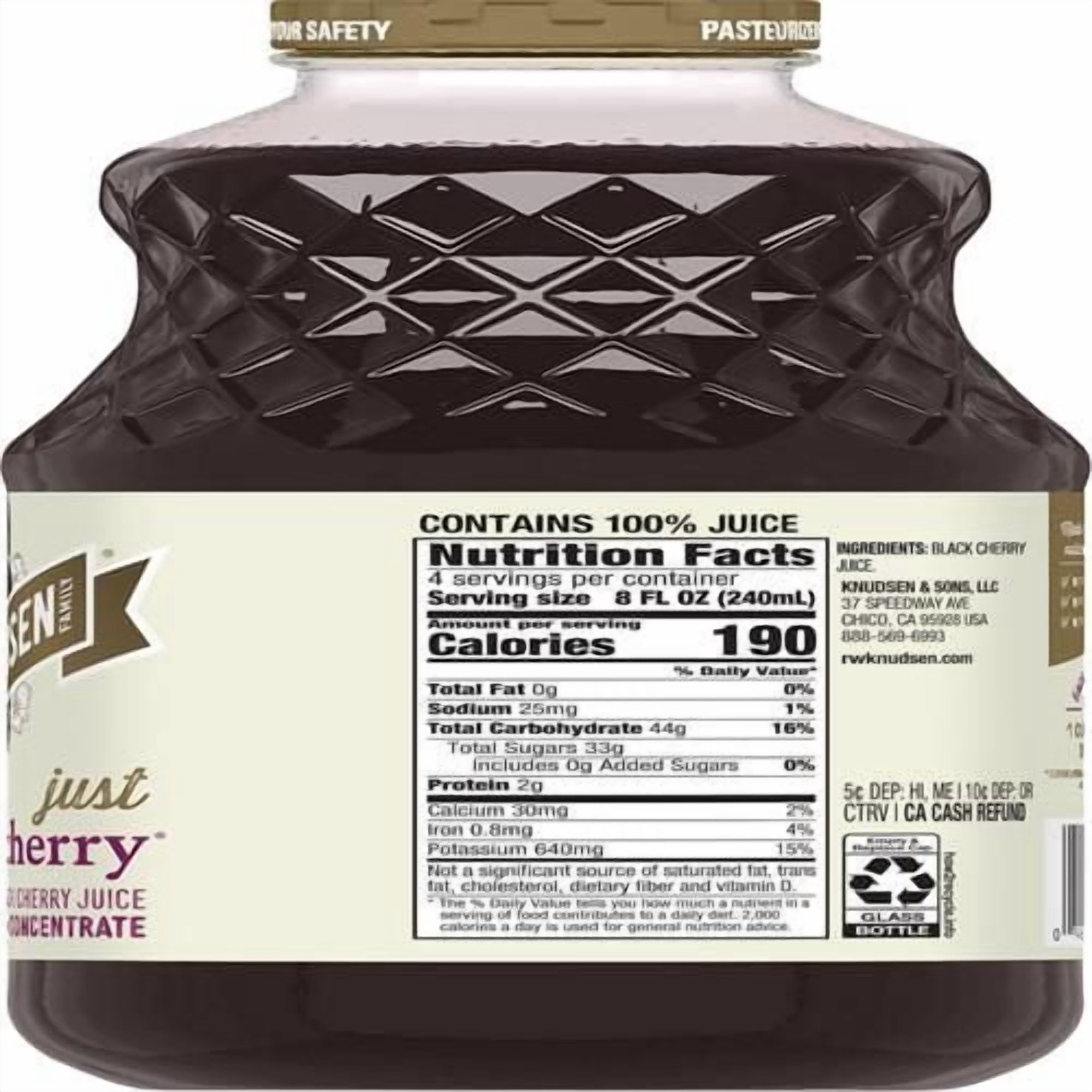 R.W. Knudsen Just Black Cherry Juice, 32 Ounces - Pack of 2
