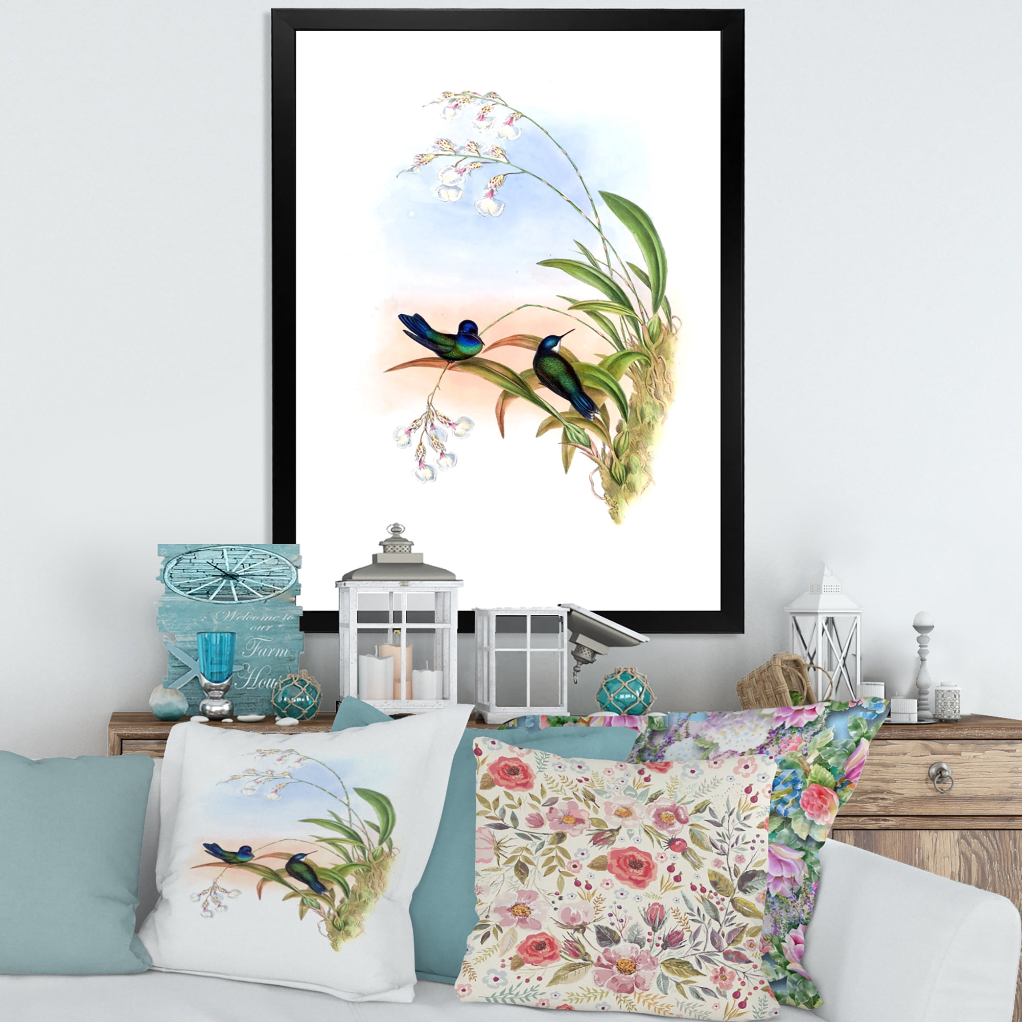 Designart 'Ancient Hummingbird III' Traditional Framed Art Print