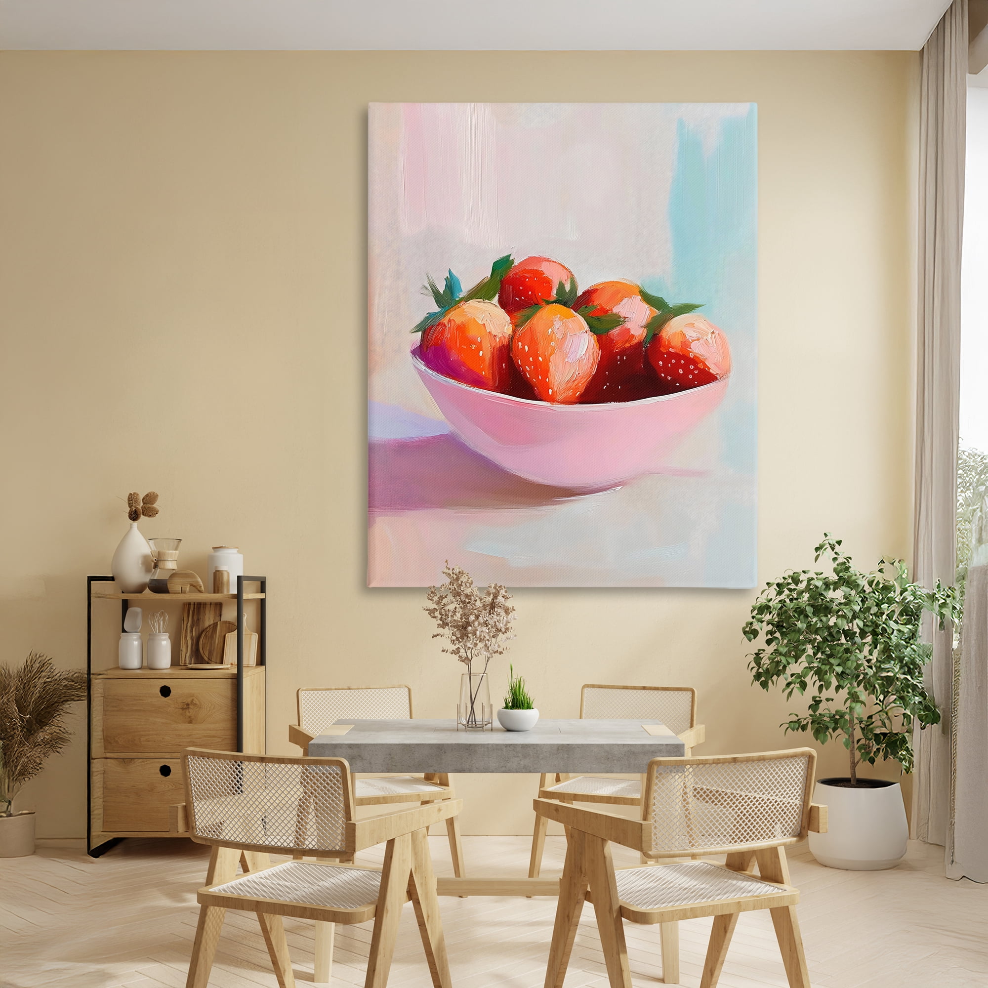 Stupell Industries Pastel Bowl of Strawberries Canvas Wall Art, design by The Prints Vibe