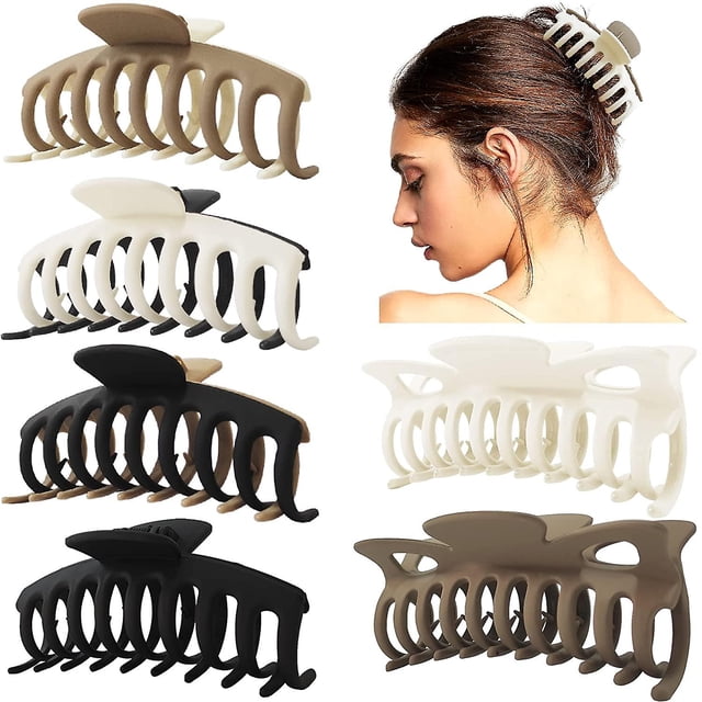 4.8 pinzas de pelo extra grandes para cabello largo y grueso, pinzas de plátano grandes de sujeción fuerte para mujeres y niñas, pinzas de mandíbula resistentes y antideslizantes para cabello fin