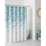 Serafina Home Mineral Blue Teal Modern Fabric Shower Curtain for Bathroom: Cascading Water Splash Pattern of Turquoise, Aqua, Grey and White (New Without Packaging)