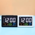 thumbnail image 4 of Maoww Colorful LCD Alarm Clock with Thermometer Table Bedside Alarms Date Temperature Meter Electronic Watch Bell Home White, 4 of 9