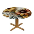 thumbnail image 3 of PIKWEEK  Yellow Flowers Round Fitted Tablecloth with Elastic Edge  Fitted Table Cloth for Round Table Circular Table Cover Waterproof Wipeable Round Elastic Table Cloth, 3 of 7