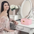 thumbnail image 2 of Teqhome Jewelry Organizer Box for Women Girl Wife 2-Layer PU Leather Travel Jewelry Storage Case with for Earrings Bracelets Rings Necklaces (Pink), 2 of 9