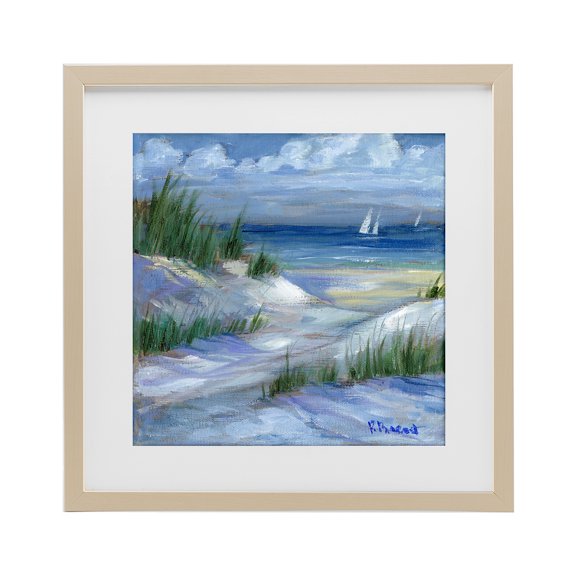 Stupell Industries Rustic Lodge Crooked Island Dunes & Sailboats Birch Framed Print Under Glass, 16 x 16, by Paul Brent