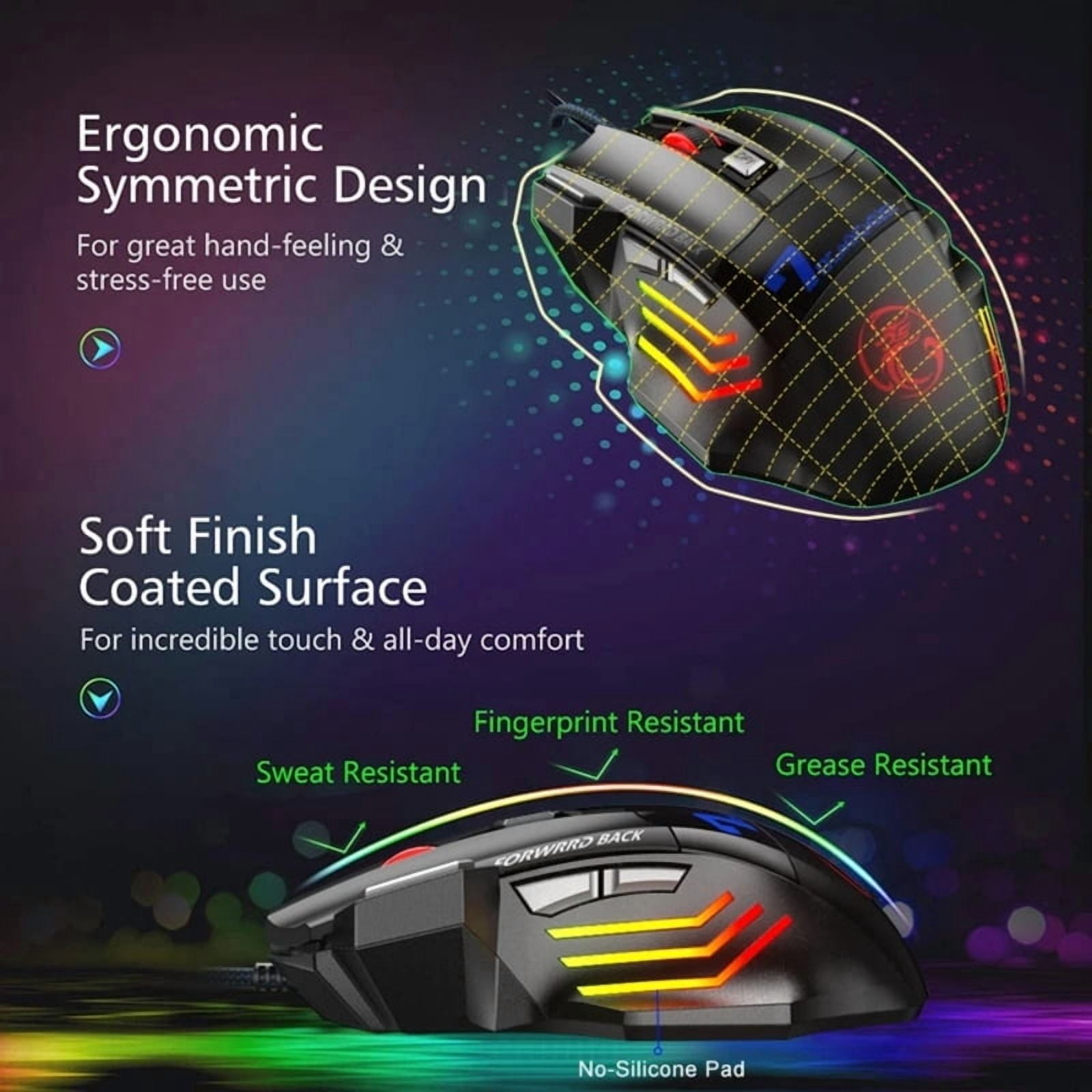 Wired Gaming Mouse Gamer Mouse Silent Computer Mouse Backlit Ergonomic Mause 7 Button RGB Backlight USB Mice Mute For PC Desktop
