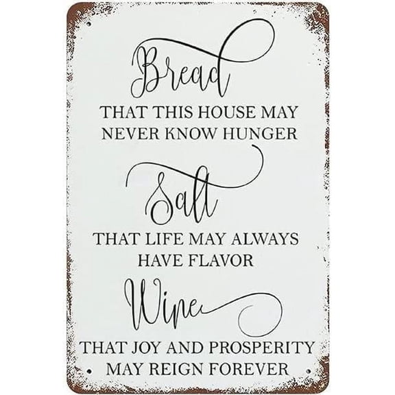 Bread Salt Wine Metal Tin Signs Its A Wonderful Life Wall Hanging Sign Vintage Metal Sign Rustic Farmhouse Signs for Home Bar Coffee Office Garage Décor Craft Embellishment Vintage Mural 8x12 Inch