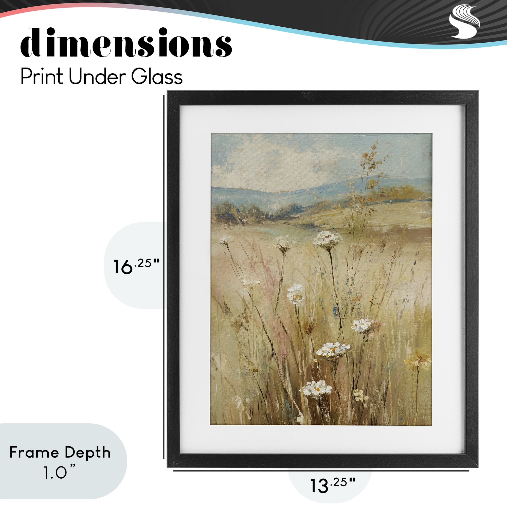 Stupell Industries Natural Lush Hillside Blooms Black Framed Print Under Glass, design by Svetlana Aleynikova