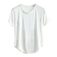 thumbnail image 2 of RYDCOT Short Sleeve Pajama Tops for Women Casual Solid Color Round-Neck T Shirt Summer Blouses Basic Tops for Woman Sale White, 2 of 3