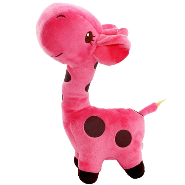 Stuffed Toy Skin-friendly Soild Color Cartoon Animal Giraffe Shape Stuffed Animal Plush Toy for Kid