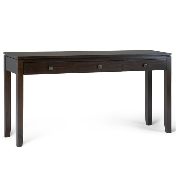 JERFIT Modern Sofa Table with 3 Drawers, 60 inch Wide Console Table for Living Room Entryway, Solid Wood Hallway Table, Dark Brown