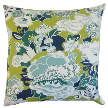 - The Pillow Collection Dariela Floral Euro Sham Aqua Green