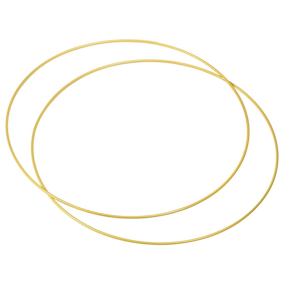 Uxcell 16" Round Metal Floral Hoop Frame Macrame Ring Wreath for Wedding Geometric Decor Party Gold Tone 2 Pack