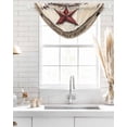 thumbnail image 4 of Waterfall Valances for Windows, Red Texas Star Rustic Kitchen Sheer Valance Curtains, Country Star Berries Wooden Rod Pocket Elegant Swag Valances for Living Room Bedroom, 47.2"x38.5", 3 Panel, 4 of 8