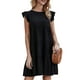 thumbnail image 1 of TRKIYQC Vestido de verano para mujer, sin mangas, con volantes, cuello redondo, mini vestido de color sólido, corte holgado, corto, fluido, plisado TRKIYQC Moderno diseño moderno, 1 of 5