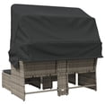thumbnail image 5 of vidaXL Patio Sofa 2-Seater with Canopy and Stools Gray Poly Rattan, 5 of 9