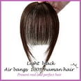 thumbnail image 2 of Clip In Bangs Clip In Hair Extensions Real Human Hair Halo Hair 100% Human Hair Hairextensions Wispy Bangs Fringe With Temples Hairpieces Air Bangs Dark Brown, 2 of 5