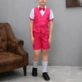 thumbnail image 4 of MKOSPLRT Summer Boys Suit Dress Clothes Kids Wedding Guest Outfit 4Pcs Short Sleeve Shirt Vest Bow Tie Dress Shorts Set 3-18 Years, 4 of 4