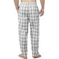 thumbnail image 3 of Bintangor Men's Pajama Pant 100% Woven Cotton Plaid Sleep Elastic Waistband Lounge Wear Long Pjs Grey/White M, 3 of 3