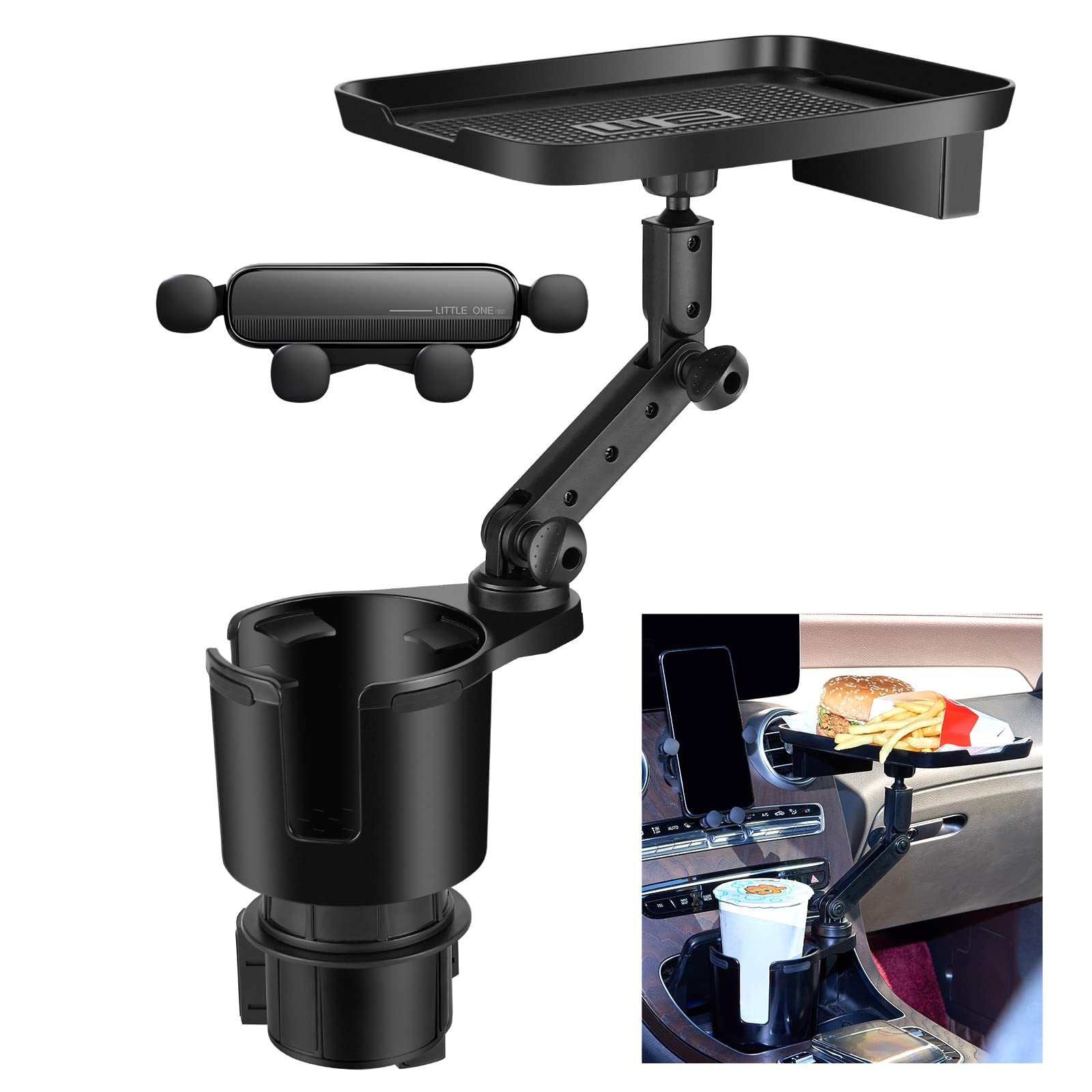 Car Cup Holder Expander with Mobile Phone Holder, Expandable Detachable