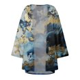 thumbnail image 4 of HCYSFG Womens Leaf Print Kimono Cardigan Open Front Short Sleeve Lightweight Sheer Loose Fit Beach Cover Up Summer Layering Tops, 4 of 5