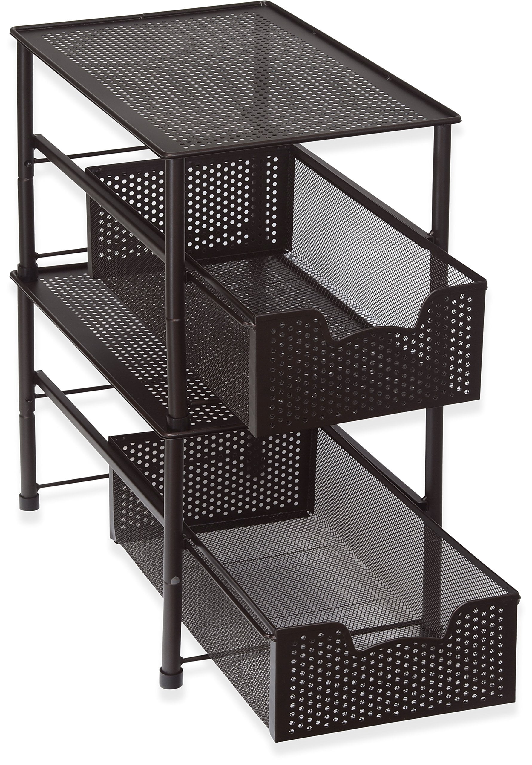 Stackable Under Sink Cabinet Organizer Drawer Sliding Basket Storage White Durable Space Saver