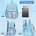 thumbnail image 6 of Blue Backpack - Adjustable Straps, Large Capacity, Includes Stationery Set with Card Holder & 6 Pins, 6 of 8