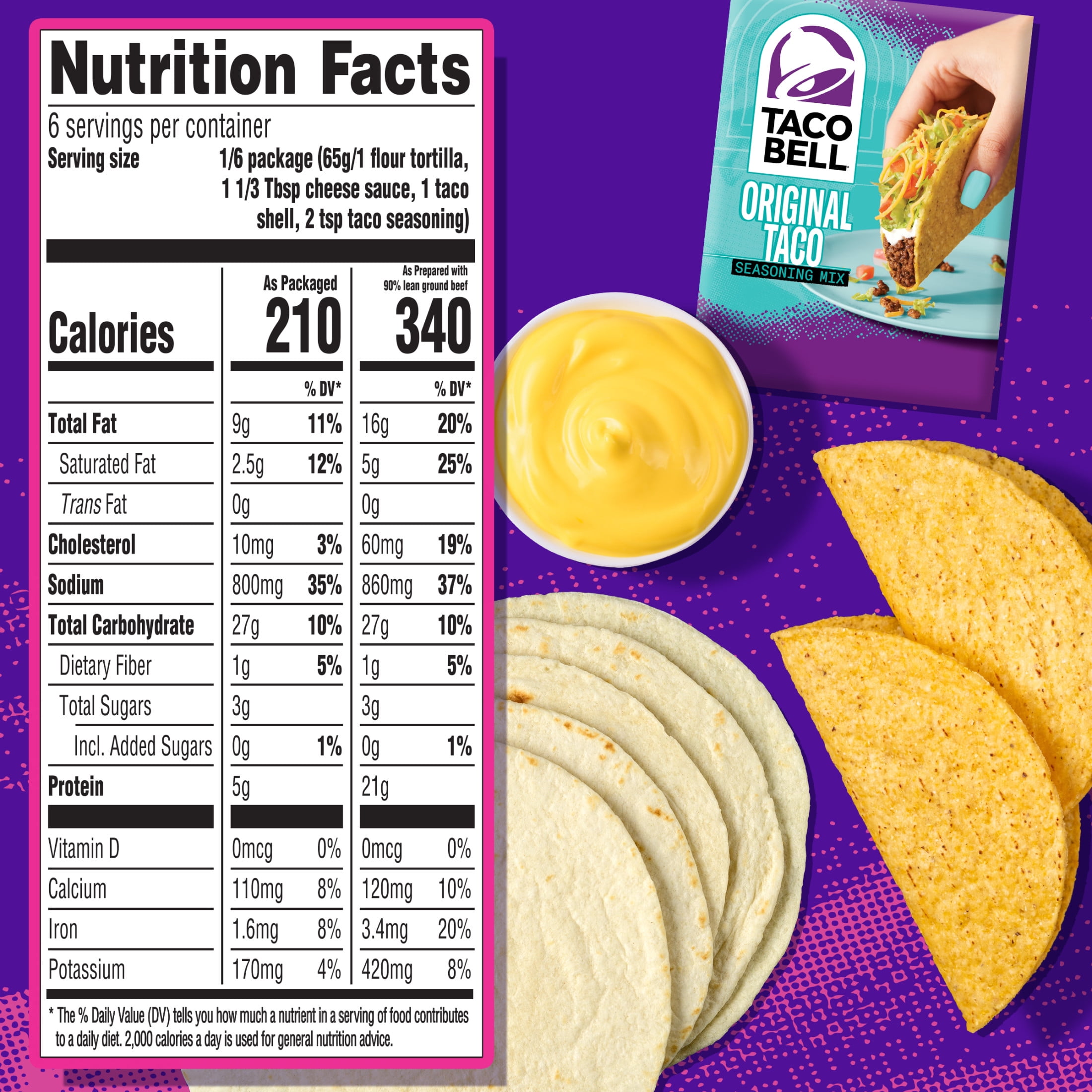 Taco Bell Cheesy Double Decker Taco Dinner Kit, 6 Soft Taco Bell Cheesy Double Decker Taco Dinner Kit, 6 Soft